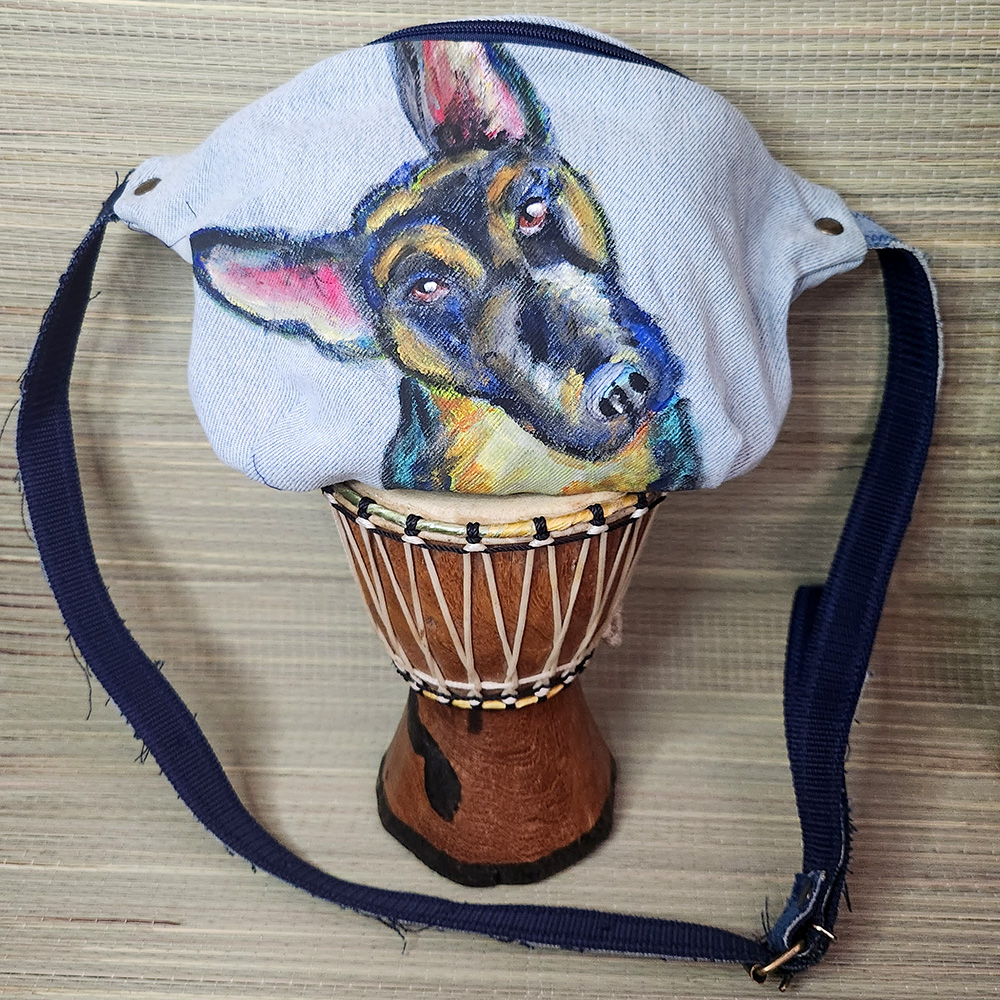 Bauchtasche aus recyceltem Jeansstoff | Handgefertigtes Unikat | Bauchtasche mit Motiv