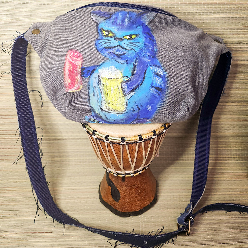 Bauchtasche aus recyceltem Jeansstoff | Handgefertigtes Unikat | Bauchtasche mit Motiv