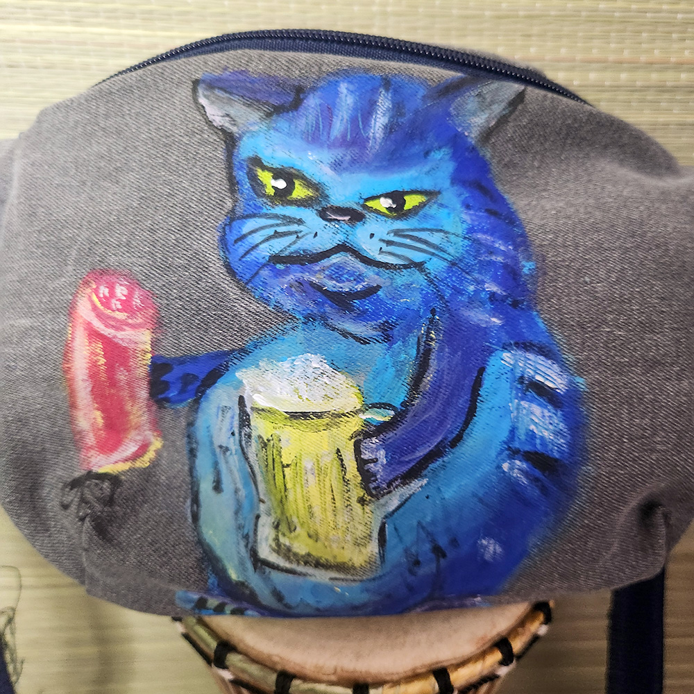 Bauchtasche aus recyceltem Jeansstoff | Handgefertigtes Unikat | Bauchtasche mit Motiv