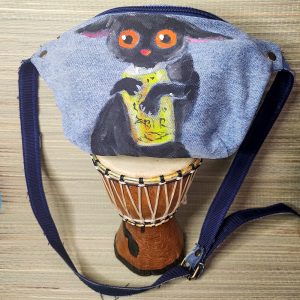 Bauchtasche aus recyceltem Jeansstoff | Handgefertigtes Unikat | Bauchtasche mit Motiv