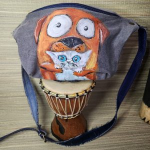 Bauchtasche aus recyceltem Jeansstoff | Handgefertigtes Unikat | Bauchtasche mit Motiv