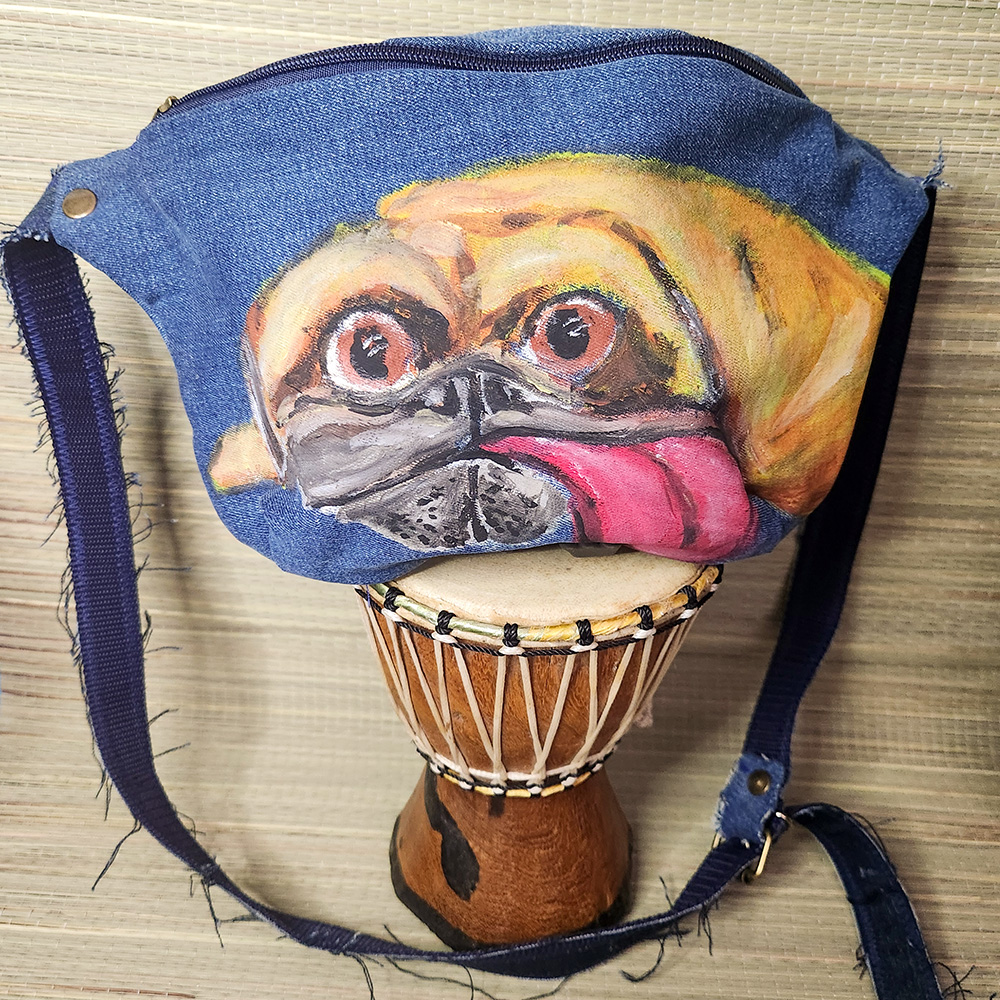 Bauchtasche aus recyceltem Jeansstoff | Handgefertigtes Unikat | Bauchtasche mit Motiv