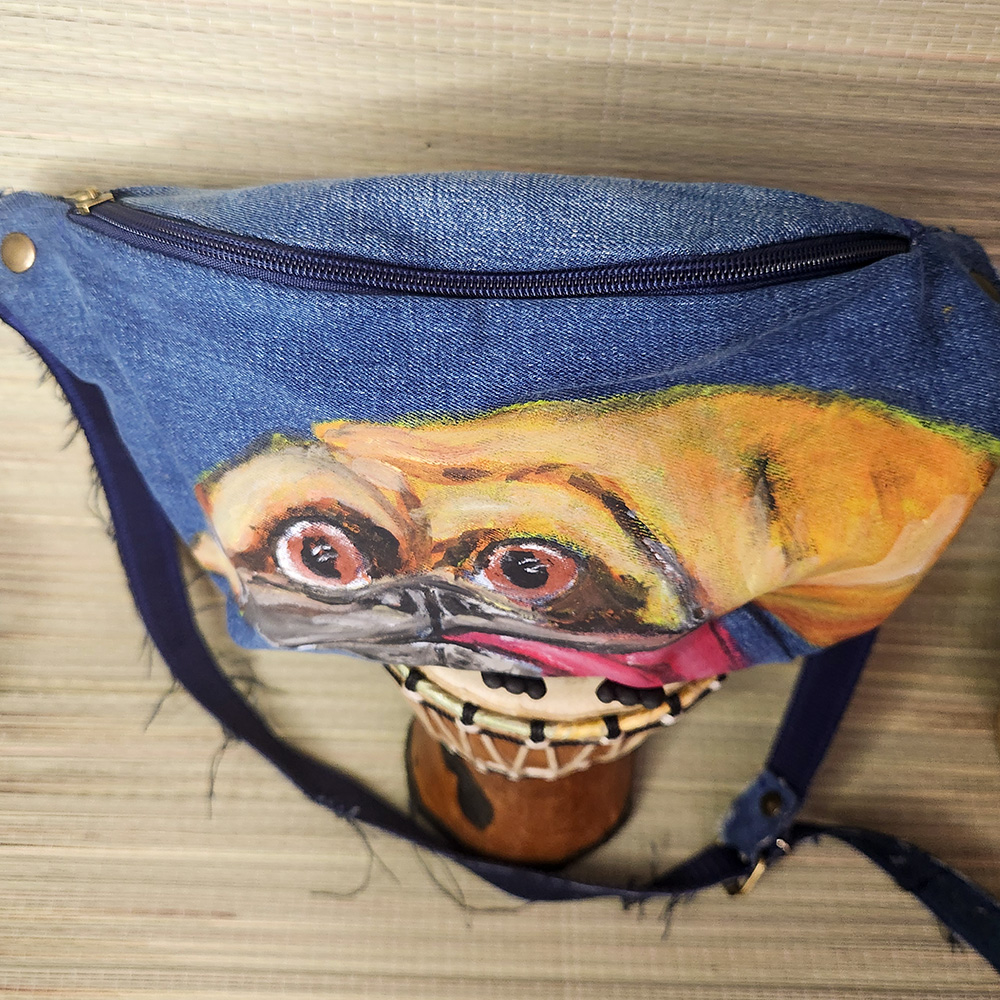 Bauchtasche aus recyceltem Jeansstoff | Handgefertigtes Unikat | Bauchtasche mit Motiv