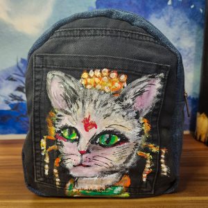 Rucksack aus recyceltem Jeansstoff | Handgefertigtes Unikat | Rucksack mit Motiv