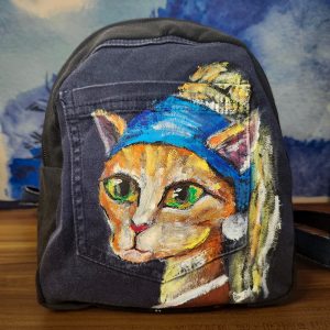 Rucksack aus recyceltem Jeansstoff | Handgefertigtes Unikat | Rucksack mit Motiv