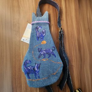 Tasche in Katzenform aus recyceltem Jeansstoff | Handgefertigtes Unikat | Kleine Tasche mit Motiv
