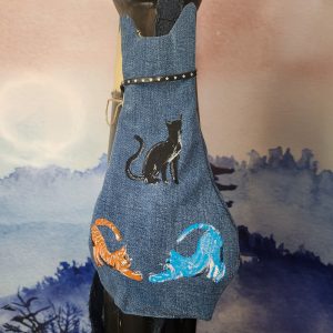 Tasche in Katzenform aus recyceltem Jeansstoff | Handgefertigtes Unikat | Kleine Tasche mit Motiv