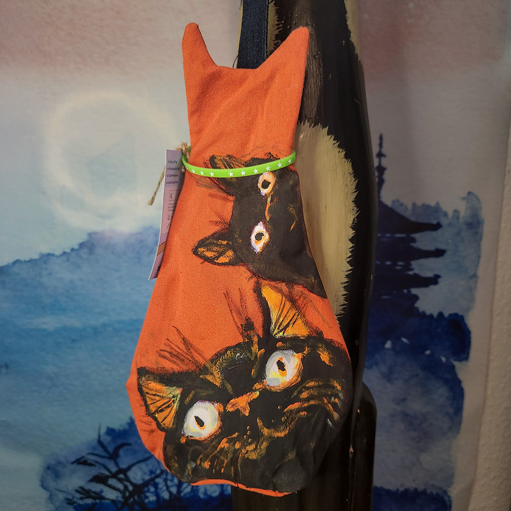 Tasche in Katzenform aus recyceltem Jeansstoff | Handgefertigtes Unikat | Kleine Tasche mit Motiv