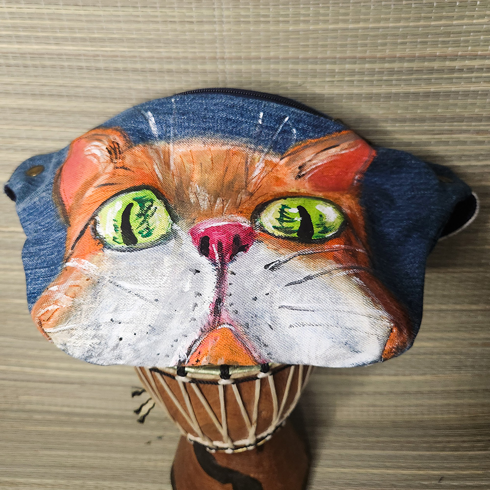 Bauchtasche aus recyceltem Jeansstoff | Handgefertigtes Unikat | Bauchtasche mit Motiv