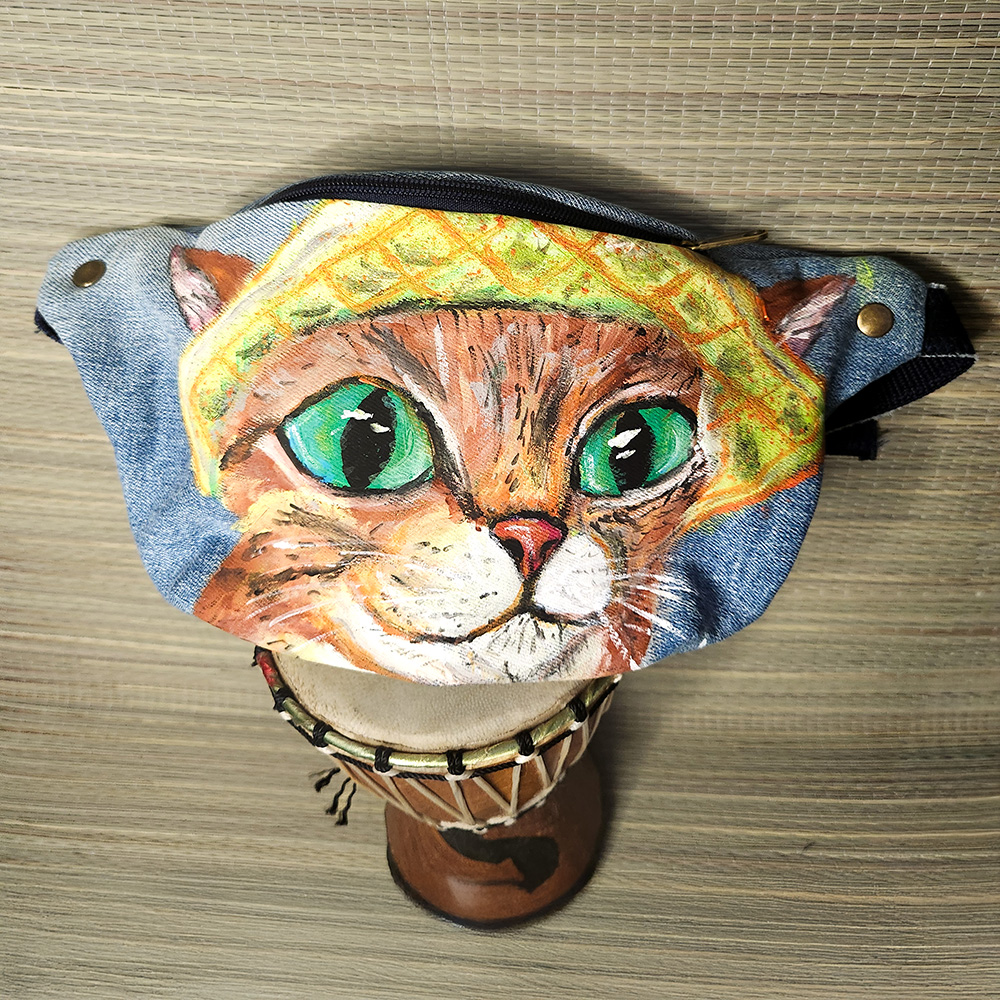 Bauchtasche aus recyceltem Jeansstoff | Handgefertigtes Unikat | Bauchtasche mit Motiv