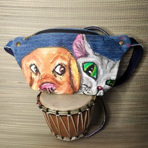 Bauchtasche aus recyceltem Jeansstoff | Handgefertigtes Unikat | Bauchtasche mit Motiv