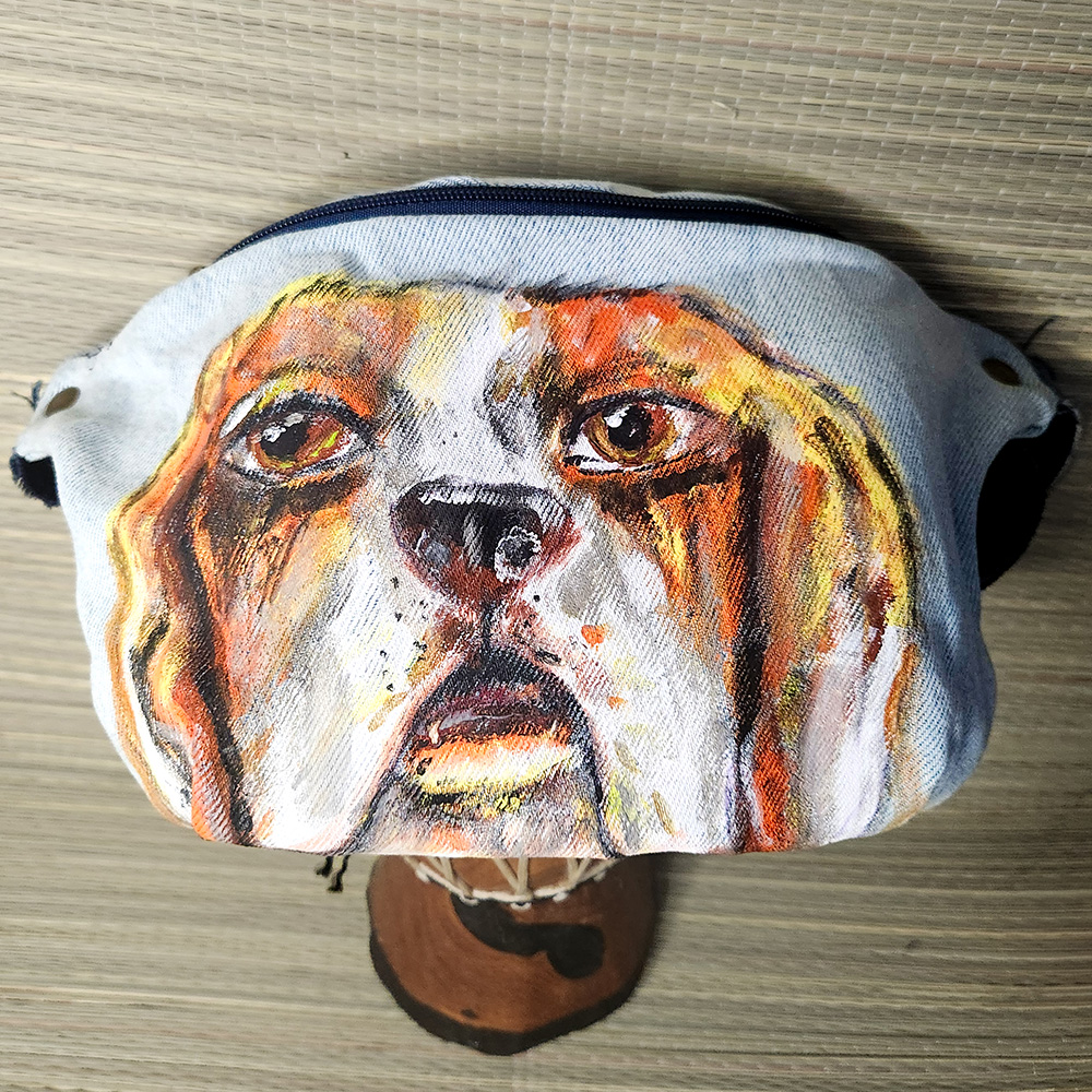 Bauchtasche aus recyceltem Jeansstoff | Handgefertigtes Unikat | Bauchtasche mit Motiv