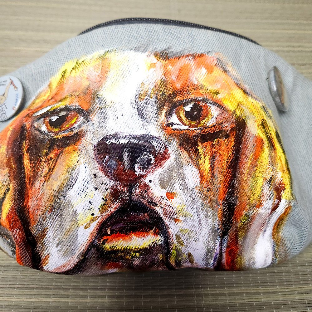 Bauchtasche aus recyceltem Jeansstoff | Handgefertigtes Unikat | Bauchtasche mit Motiv