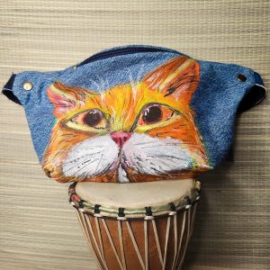 Bauchtasche aus recyceltem Jeansstoff | Handgefertigtes Unikat | Bauchtasche mit Motiv