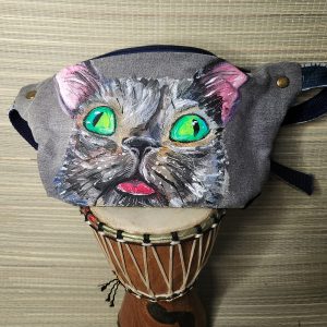 Bauchtasche aus recyceltem Jeansstoff | Handgefertigtes Unikat | Bauchtasche mit Motiv