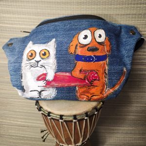 Bauchtasche aus recyceltem Jeansstoff | Handgefertigtes Unikat | Bauchtasche mit Motiv