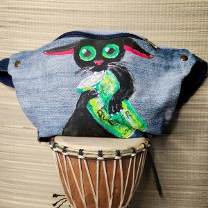 Bauchtasche aus recyceltem Jeansstoff | Handgefertigtes Unikat | Bauchtasche mit Motiv