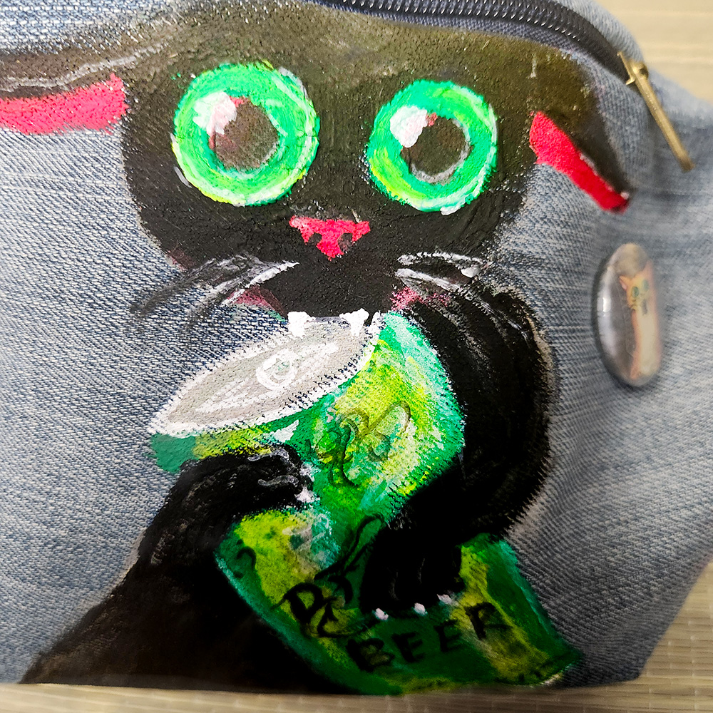 Bauchtasche aus recyceltem Jeansstoff | Handgefertigtes Unikat | Bauchtasche mit Motiv