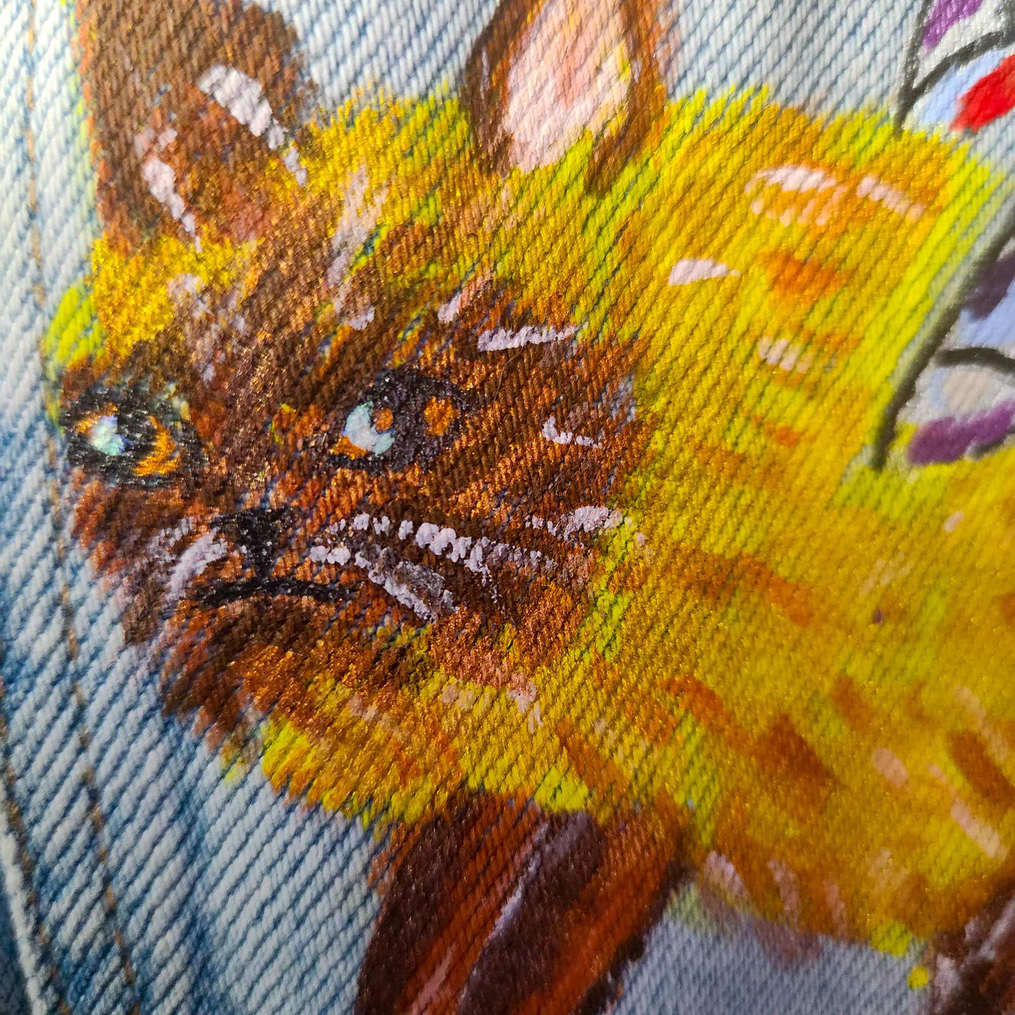 Rucksack aus recyceltem Jeansstoff | Handgefertigtes Unikat | Rucksack mit Motiv