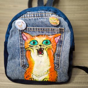 Rucksack aus recyceltem Jeansstoff | Handgefertigtes Unikat | Rucksack mit MotivRucksack aus recyceltem Jeansstoff | Handgefertigtes Unikat | Rucksack mit Motiv