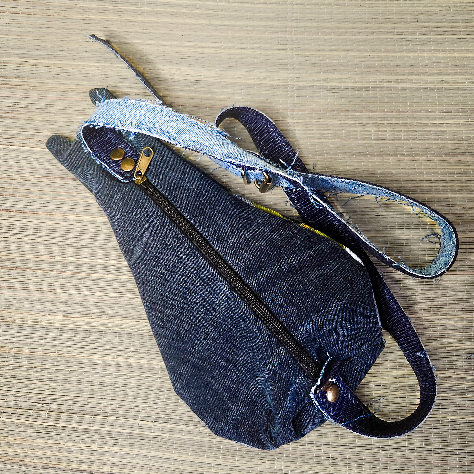 Tasche in Katzenform aus recyceltem Jeansstoff | Handgefertigtes Unikat | Rucksack mit Motiv