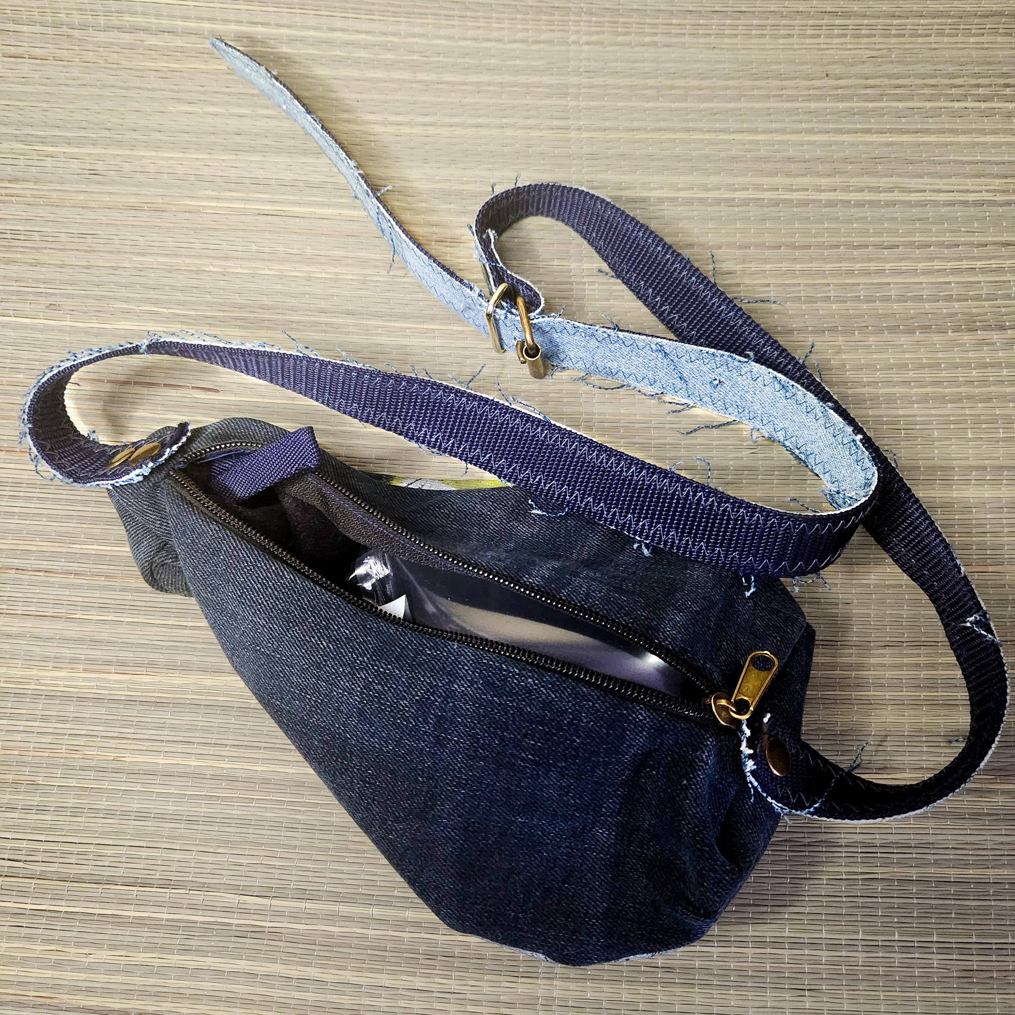 Tasche in Katzenform aus recyceltem Jeansstoff | Handgefertigtes Unikat | Rucksack mit Motiv