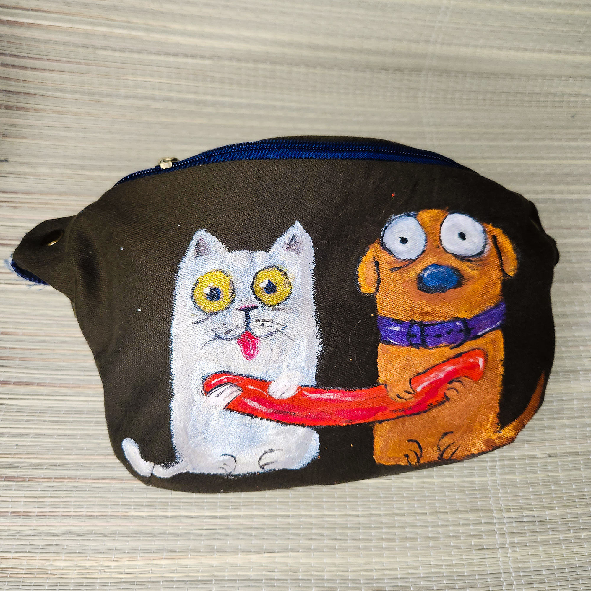 Bauchtasche aus recyceltem Jeansstoff | Handgefertigtes Unikat | Bauchtasche mit Motiv