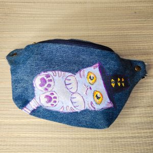 Bauchtasche aus recyceltem Jeansstoff | Handgefertigtes Unikat | Bauchtasche mit Motiv