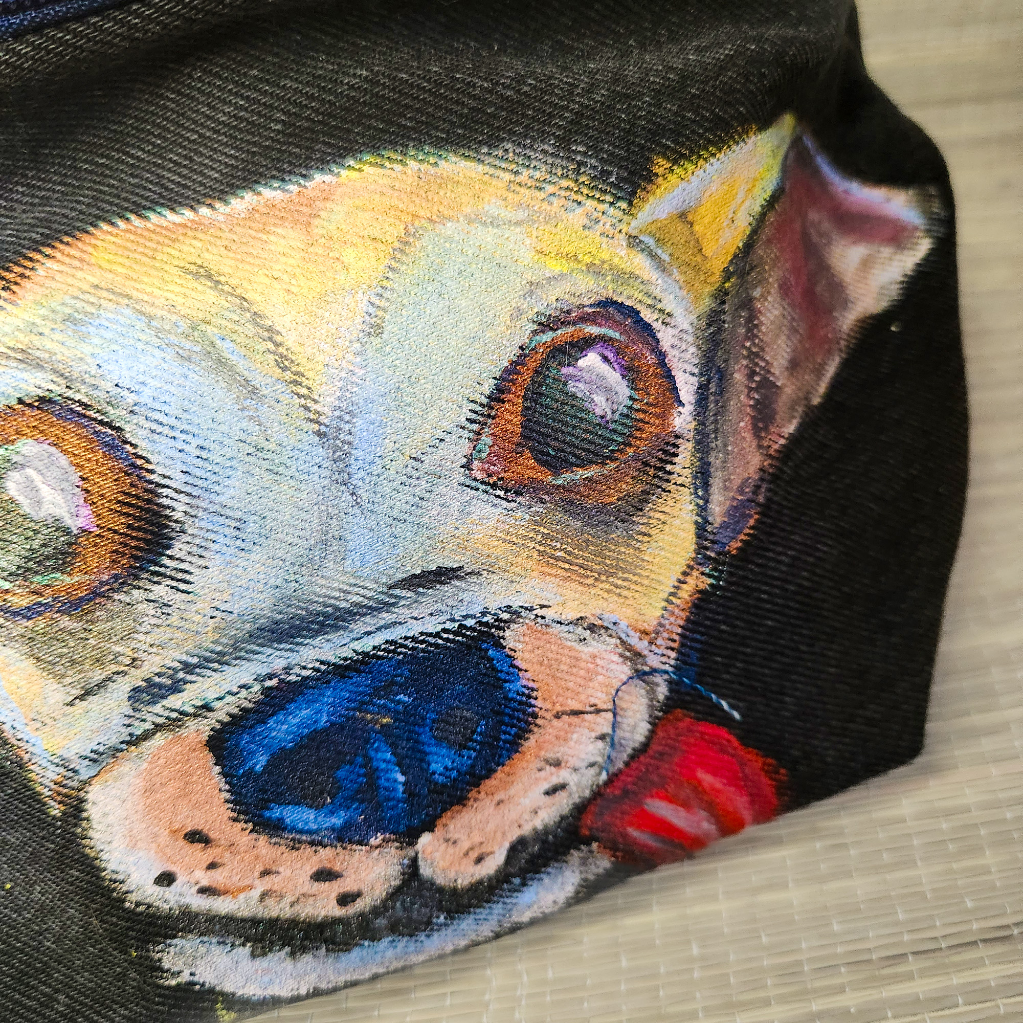 Bauchtasche aus recyceltem Jeansstoff | Handgefertigtes Unikat | Bauchtasche mit Motiv