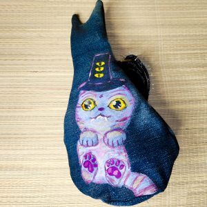 Tasche in Katzenform aus recyceltem Jeansstoff | Handgefertigtes Unikat | Rucksack mit Motiv