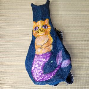 Tasche in Katzenform aus recyceltem Jeansstoff | Handgefertigtes Unikat | Rucksack mit Motiv