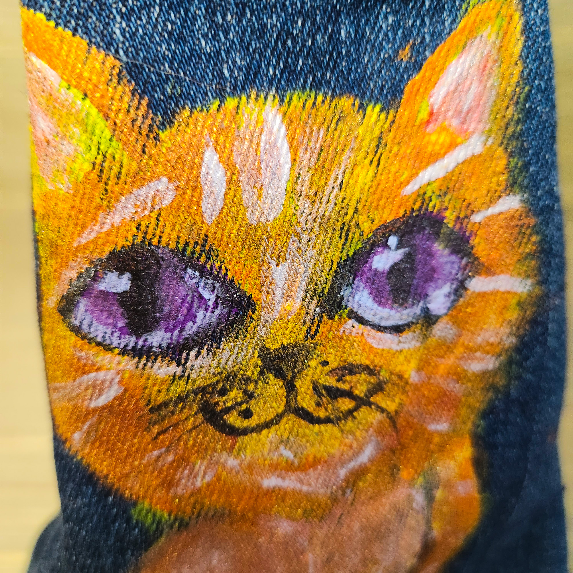 Tasche in Katzenform aus recyceltem Jeansstoff | Handgefertigtes Unikat | Rucksack mit Motiv