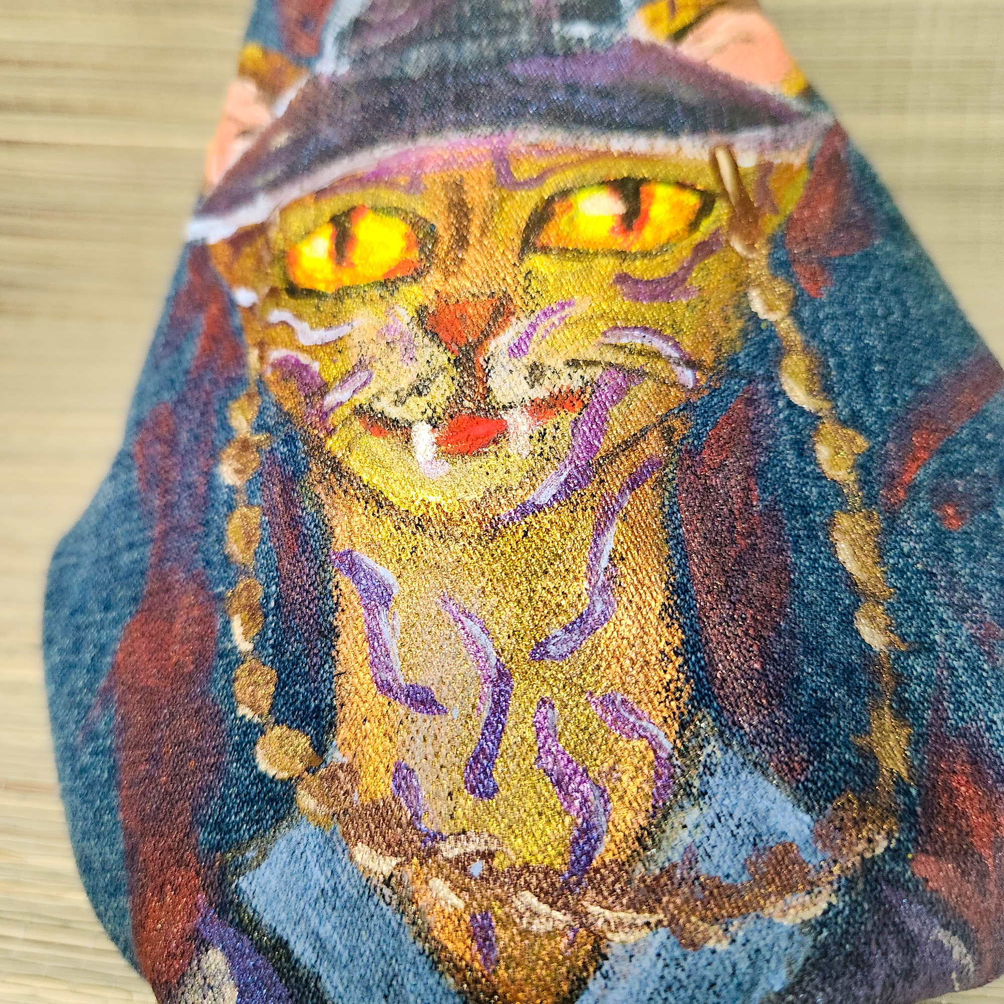 Tasche in Katzenform aus recyceltem Jeansstoff | Handgefertigtes Unikat | Rucksack mit Motiv