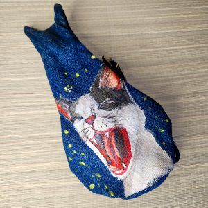 Tasche in Katzenform aus recyceltem Jeansstoff | Handgefertigtes Unikat | Kleine Tasche mit Motiv