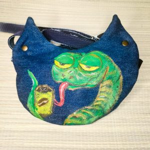 Tasche in Katzenform aus recyceltem Jeansstoff | Handgefertigtes Unikat | Kleine Tasche mit Motiv